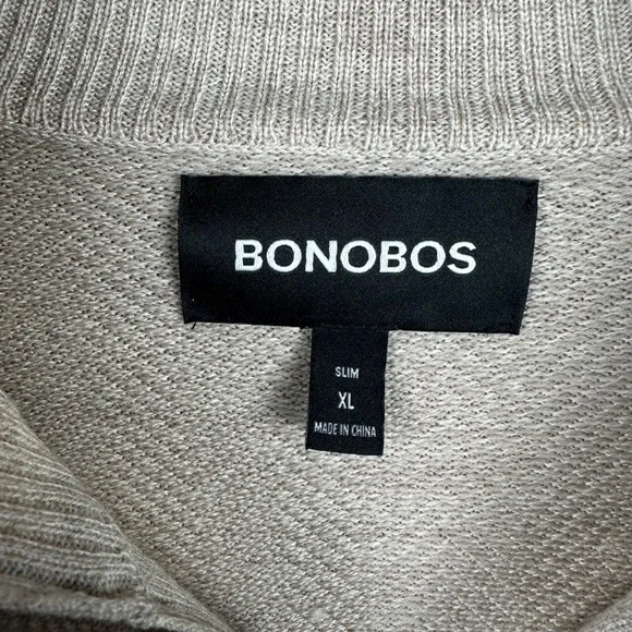 Bonobos Quarter Zip Herringbone Sweater Mens XL Slim Extra Fine Merino Wool Tan - Picture 4 of 7